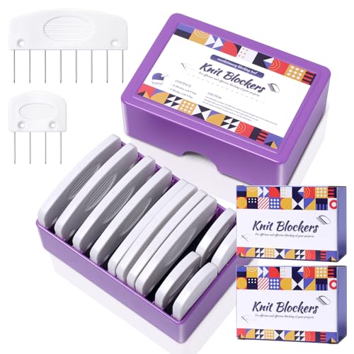 2 Boxes Knit Blockers & Pins Kit, Knit Blocking Combs for Blocking Knitting Crochet Sewing Lace Needlework Projects Tool Device