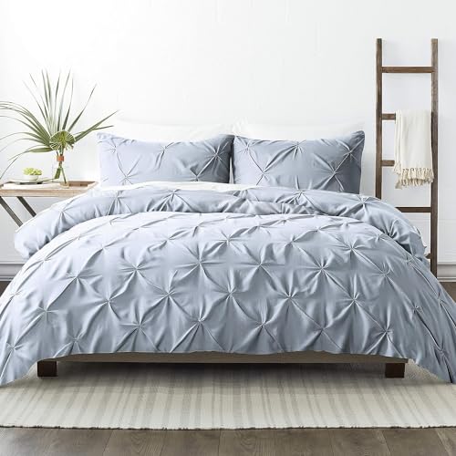 Linen Market Premium Handmade 3-Piece Pinch Pleated Duvet Cover California King Size Set Ultra-Soft Microfiber, Zipper Closure, Internal Ties, Elegant Comfort & Durable - California King Duvet Cover