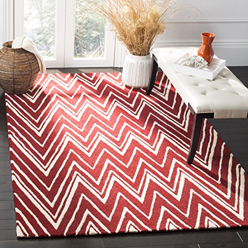 Safavieh Modern Indoor Hand Tufted Rectangle Area Rug, Cambridge Collection, CAM711, in Red / Ivory, 91 X 152 cm for Living Room, Bedroom or Any Indoor Space