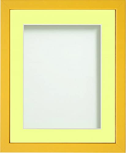 Frame Company Jellybean Range Mustard Yellow Wooden A3 Picture Photo Frame with Lemon Bon Bon Mount for Image A4 * Choice of Colours & Sizes* Fitted with Perspex