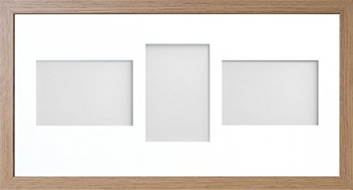 Allington Range 20x10-inch Beech Picture Photo Frame with White 3-Aperture Mount for Image Size 6x4-inch (LPL)