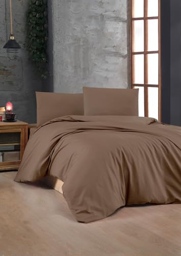 Nuit Des Rêves Premium Ranforce Double Quilt Cover Set (200 x 200 cm), 100% Cotton, Brown, Includes 2 Pillowcases (80 x 80 cm), Soft, Durable, and Stylish Bedding for Cosy Bedrooms