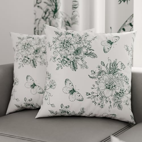 PETTI Italian Artisans - Pair of 80x80 cm Microfiber Cushion Covers, Bedroom, Sofa, Living Room Decor Cushions, Set of 2 Cushion Covers, Botanic 03 Green Pillowcase, 100% Made in Italy