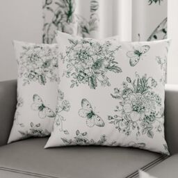 PETTI Italian Artisans - Pair of 80x80 cm Microfiber Cushion Covers, Bedroom, Sofa, Living Room Decor Cushions, Set of 2 Cushion Covers, Botanic 03 Green Pillowcase, 100% Made in Italy