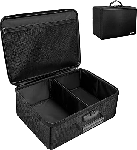 ENGPOW Fireproof Photo Storage Box with Lock, Photo Box Organizer with Divider???Mesh Bag,Collapsible Portable Photo Storage Containers with Handle for Photos, Picture,Scrapbook,Art,Craft(Box Only)
