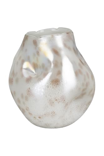 Casablanca Crumple Glass Cream Ball Vase 21 cm High Decoration Home Accessory Flower Vase Gift Ideas