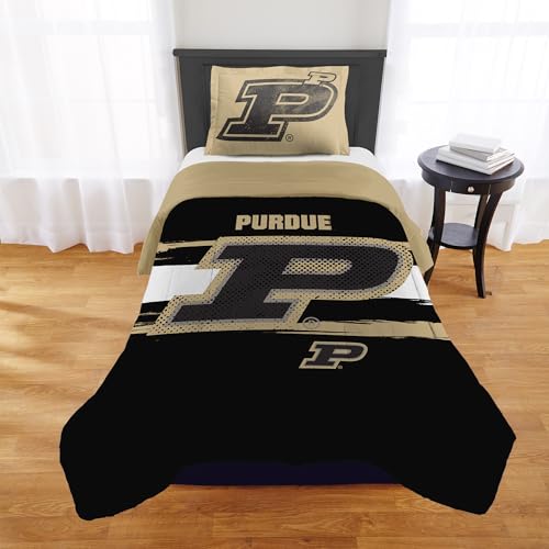 Northwest Purdue Boilermakers Comforter Set ??? Purdue Bedding for Dorms, Guest Rooms, RVs, Tailgates & Boilermakers Game Day Decor, Twin/Twin XL