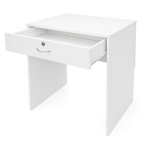 """Absolute Deal Wooden Computer Desk with Drawers - Home Office, Study, Vanity, Dressing Table - Tidy Storage for Accessories - 80x40x76.5cm - White Desk"""
