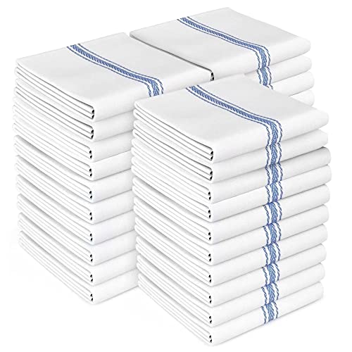 Zeppoli Kitchen Towel Set - 30 Pack White Cotton Dish Towels - Soft and Absorbent