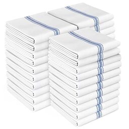 Zeppoli Kitchen Towel Set - 30 Pack White Cotton Dish Towels - Soft and Absorbent