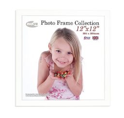 "Inov8 British Made Real Wood Picture/Photo Frame 12x12"" Inch(30x30cm) - Auckland 20mm Pine White"