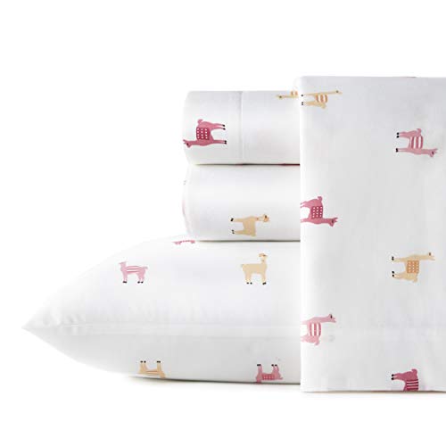 Poppy & Fritz - Twin Sheet Set, Cotton Percale Bedding Set, Crisp & Cool, Stylish Home Decor (Miss Llama, Twin)