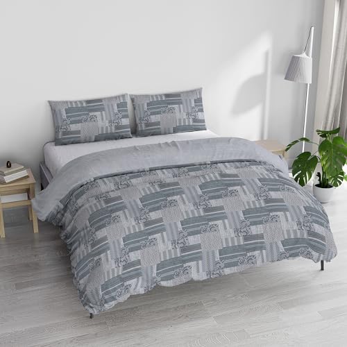 Italian Bed Linen Athena Duvet Cover Set with Printed Bag and Pillowcases, Light Blue, Double