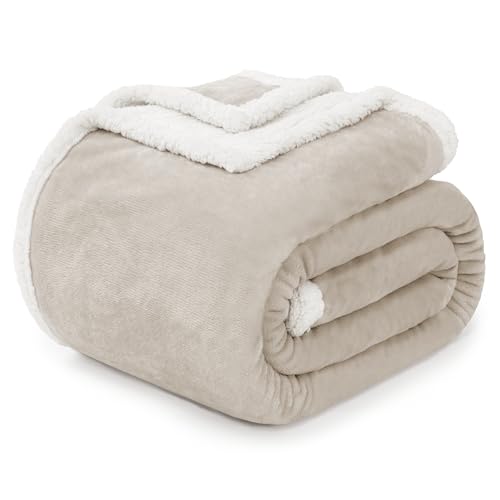 "BEAUTEX Sherpa Fleece Twin Blankets Soft Fluffy Flannel Plush Cozy - Fuzzy Dusty Blue Cuddle Blanket for Couch, Bed, Sofa, Adults (60"" x 80"", Dusty Blue)"