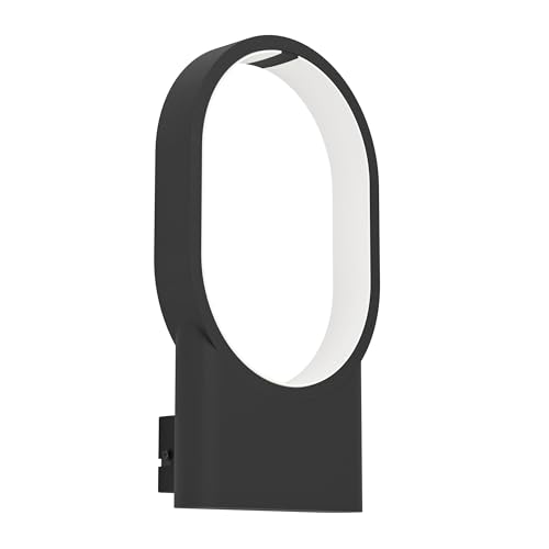 Eglo LED wall Light Codriales, Oval Indoor lamp, Minimalist Living Room and Hallway Lighting Fixture, Black Aluminium and White Plastic, Warm White