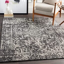 Livabliss Juliette Syracusa Vintage - Area s for Living Room 160x220 cm, Bedroom - Scandi Neutral, Traditional Patterned Boho Style, Natural Easy Care Pile - Large, Black, Grey and Ivory