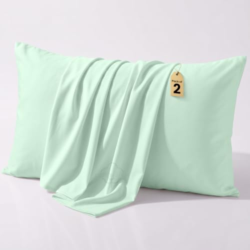COTTON STICH Toddler Pillowcase Set of 2, Mini Pillow Covers, 600 Thread Count Cotton, Soft Lightweight Pillowcases for Kids (Apple Green, Toddler 12x16 Zipper)