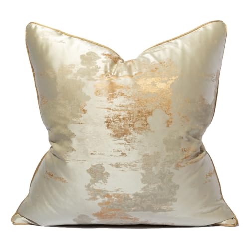 "vctops Gold Decorative Luxurious Throw Pillow Covers Jacquard Square Cushion Cases Pillowcase for Bed Sofa Couch Chair Car Home Decor (Champagne,18""x18"")"