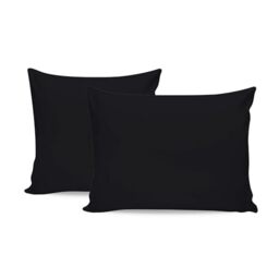 Premium Black Pillowcase Set (2 Pieces), 80 x 80 cm, 100% Cotton Ranforce, 145 Thread Count, Envelope Closure, Machine Washable at 30°C, Soft and Durable