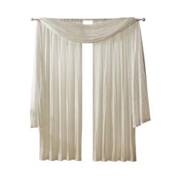 "Elrene Home Fashions Athena Faux Crushed-Silk Window Curtain Panel and Valance Set, 52""x95"" (2 Panels) & 1 Valance, Ivory"