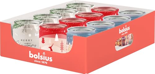 Bolsius - Candle in Glass with Print - 3.2″ × 2.7″ - Multiple scents - Palm Oil-Free