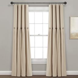 Lush Decor Linen Button 100% Lined Blackout Window Curtain Panel Dark Linen Single 40X84