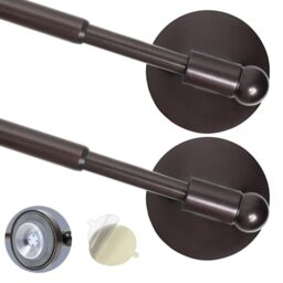 "Heavy Duty Magnetic Curtain Rods for Metal Door (16-28"" Pack 2 Bronze) Magnetic Cafe Curtain Rod with Strong Magnet & Suction-Cup (Patent Pending)"