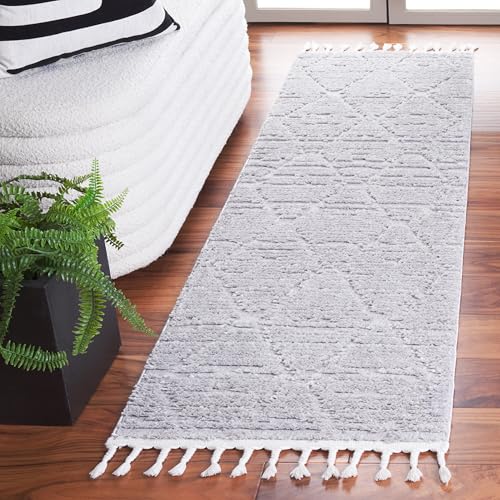 Safavieh Boho Rug for Living Room, Dining Room, Bedroom - Marrakech Collection, Short Pile, in Grey, 66 X 244 cm