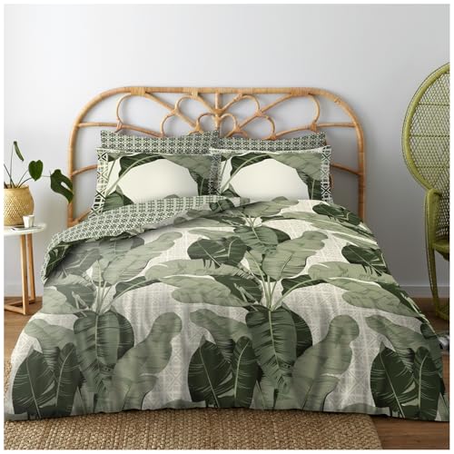 GC GAVENO CAVAILIA Polycotton Double Duvet Cover with Soft Pillow Cases - Reversible Bedding Comforter Cover (200x200 cm) - Soft Bedspread Duvet Set, Bermuda