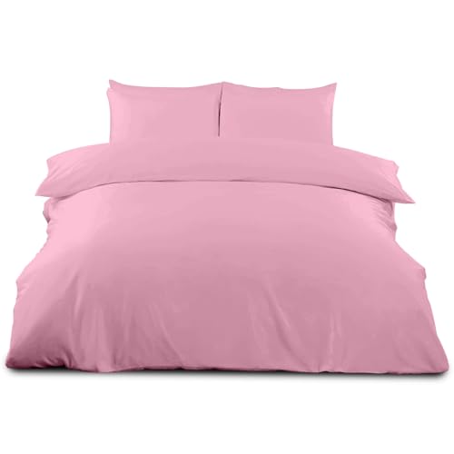 GC GAVENO CAVAILIA Double Size Plain Duvet Cover Set - Soft, Comfy & Breathable Luxury Bedding, Easy-Care Washable Bed Linen, Pink