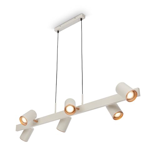 BRILONER - Pendant Light with spotlights, Adjustable, 6X GU10 Socket, Ceiling Light, Pendant Lights for Kitchen, Dining Room, Hanging lamp, 110 x 24.9 x 120 cm, Light Grey-Coffee