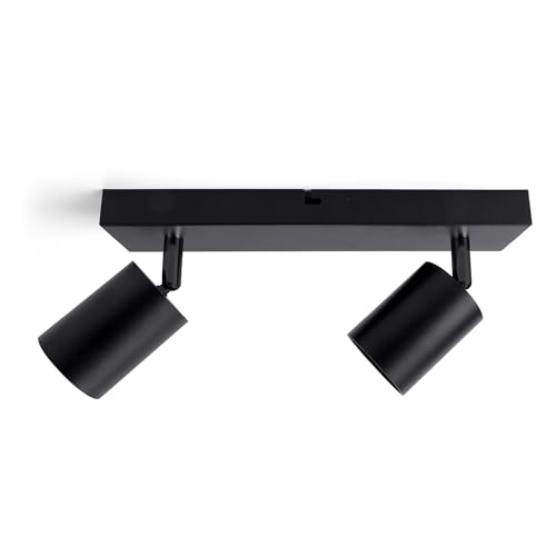 Integral LED Siena 2 Way GU10 LED Spotlight Bar - Modern Indoor Ceiling Light Fitting - Adjustable and Rotatable - Ideal for Living Room, Bedroom, Kitchen and Dining Room – Premium Matt Black Finish