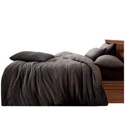GC GAVENO CAVAILIA Teddy Duvet Set Double Charcoal, Super Soft Fluffy Luxury Design, Cosy Warm Bedding, 3 Piece Cuddly Fleece Bedset, Easy Care DuvetCover Bedlinen, 1 Quilt Cover + 2 Pillow Cases