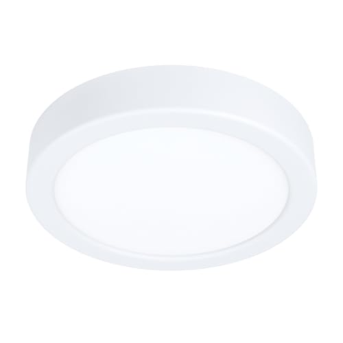 EGLO Fueva 5 LED Ceiling Light, Diameter 16 cm, 1-Bulb Surface-Mounted Light Made of Steel and a Plastic Light Area, Ceiling Light in White, LED Surface Light, Warm White