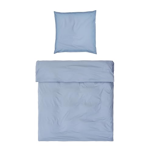 Möve Luxury Bed Linen Set 135 x 200 cm + 80 x 80 cm 100% Cotton Light Blue