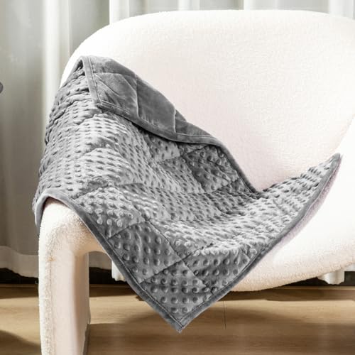 "Alomidds Weighted Blanket 7lbs for Adults, Cozy Luxury Breathable Weighted Lap Blanket, Small Weighted Blanket for Travel, Relaxation, Sleeping, Grey, 29"" x 24"""