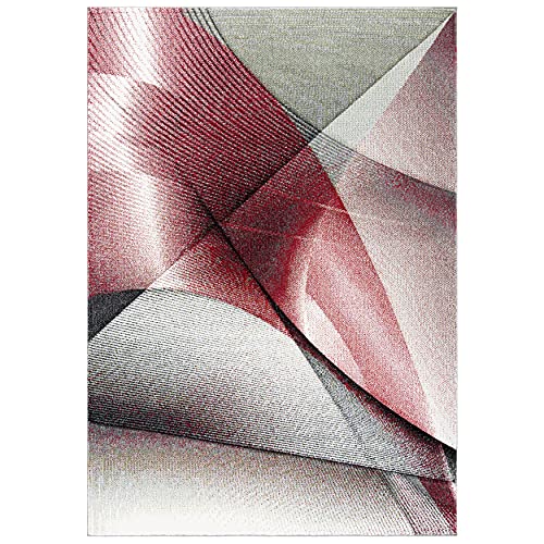 SAFAVIEH Contemporary Rug for Living Room, Dining Room, Bedroom - Hollywood Collection, Short Pile, in Grey and Red, 79 X 152 cm