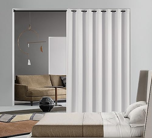 PI Blackout Divider Door Curtains,Ring TOP Privacy Room DARKEING Door Curtains Thermal Insulated Window Treatment for Living Room/Bedroom/French Door/Patio/GLASSDOOR(Grey White,W100XL108)