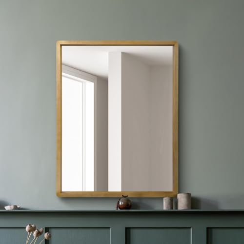 "The Naturalis - Solid Oak Framed Overmantle Wall Mirror 40"" X 31"" (102CM X 80CM) Scandinavian 'Scandi' Inspired, Brown"