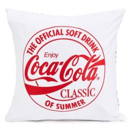 The Gift Scholars Coca Cola White Cushion Covers Officially Licensed by Coke 40 x 40cm with Zipper. Pattern on both sides. Velvet Feel & Dual-Sided Design