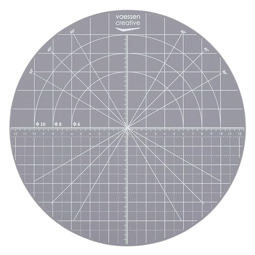"Vaessen Creative Self Healing Cutting Mat ⌀10"" (25.3 cm) - Round Hobbby Mat with Non-Slip and Double-Sided Measurements - for Sewing, Quilting, Fabric, Paper, Cake Decoration and Crafts"