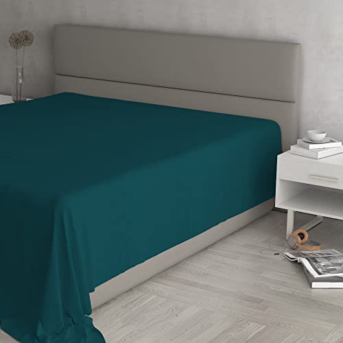 MAX COLOR Top Sheet, 100% Cotton, Plain, Petrol Green, Maxi Double 270 x 300 cm