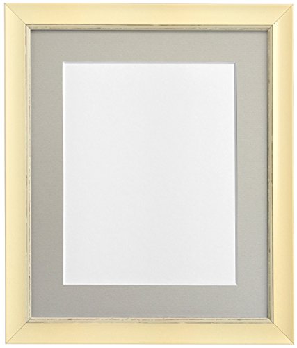 "FRAMES BY POST Nordic Distressed Cream Photo Frame with Light Grey Mount 20""x16"" Pic Size 16""x12"" (Plastic Glass)"
