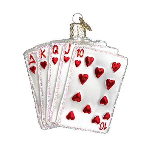 Old World Christmas Vegas Baby Glass Blown Ornaments for Christmas Tree, Royal Flush