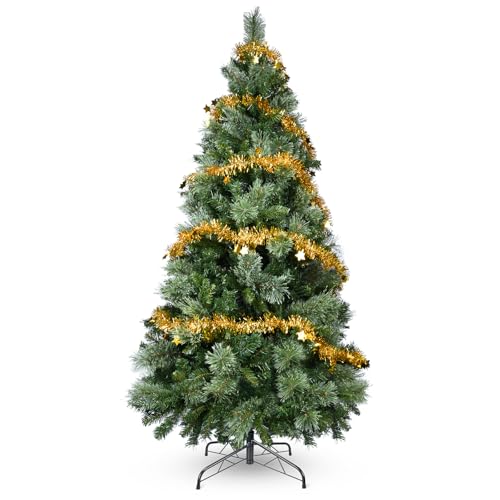 Christmas Tree 6FT – 800 Tips Full & Realistic Green Xmas Tree with PVC Branches, Metal Stand – Christmas Tree for or Home, Office, Shops and Hotels (Green Light Brown 180 cm)