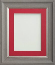 Frame Company Drummond Range Gunmetal Grey 16x12 inch Picture Photo Frame with Red Mount for Image 12x8 inch * Choice of Sizes* Fitted with Real Glass