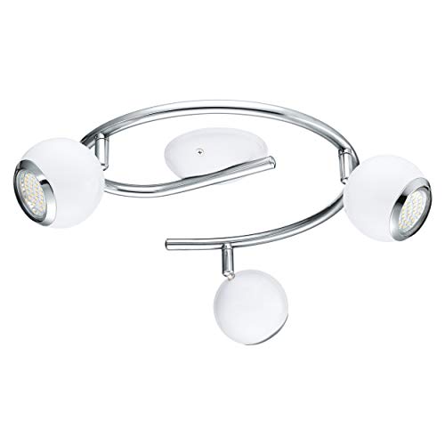Eglo LED Ceiling Lamp Bimeda, 3-Light Ceiling Spotlight - metal ceiling fixture in white and chrome, living room light, spots with GU10 bulbs, warm white