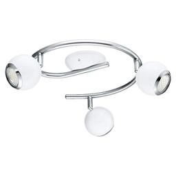 Eglo LED Ceiling Lamp Bimeda, 3-Light Ceiling Spotlight, Metal Ceiling Fixture in White and Chrome, Living Room Light, Spots with GU10 Bulbs, Warm White