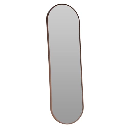 Well Home Oval Mirror 30 x 100 cm Dark Wood Frame with Back Hook for Wall, Ideal for Bedroom or Hallway