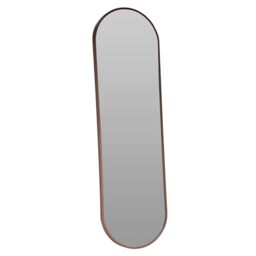 Well Home Oval Mirror 30 x 100 cm Dark Wood Frame with Back Hook for Wall, Ideal for Bedroom or Hallway